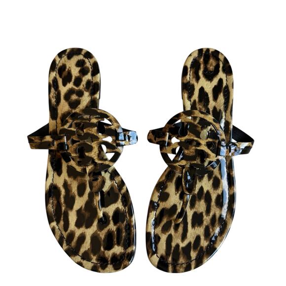 TORY BURCH Miller Leopard Cheeta Print Slip On Sandals Size 10.5 - Picture 1 of 6